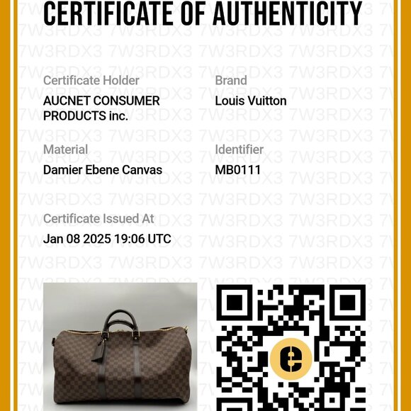 Pre-owned LOUIS VUITTON Damier Ebene Keepall 55 - Picture 6 of 6